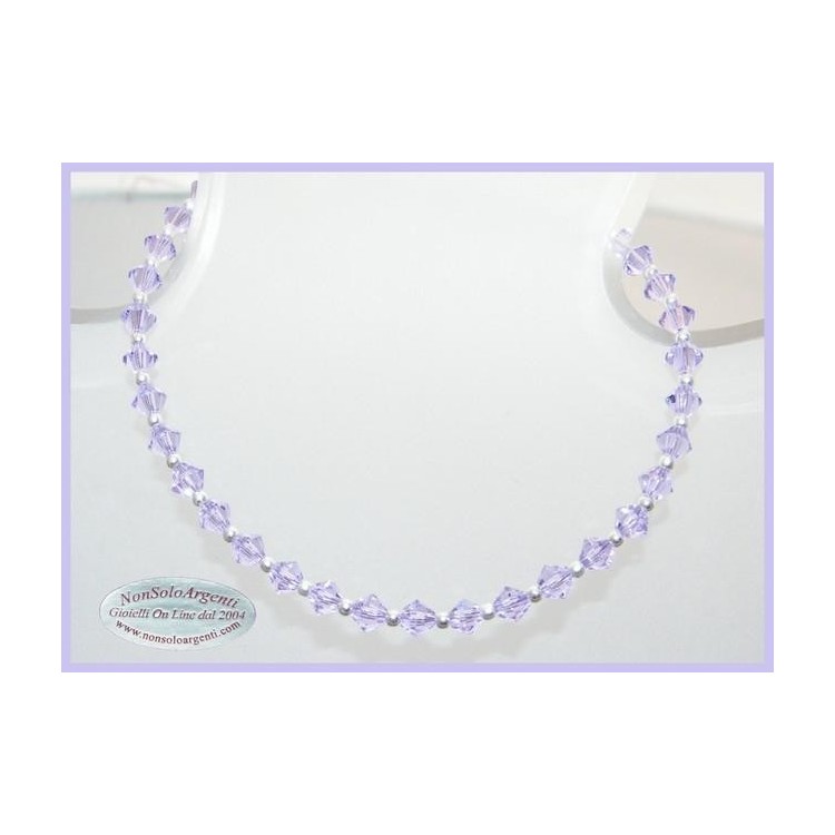 NSA|Bracciale Argento 925 Con Swarovski Bicono mis. 21 cm VIOLET Viola LILLA