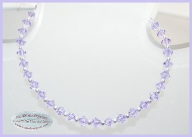 NSA|Bracciale Argento 925 Con Swarovski Bicono mis. 21 cm VIOLET Viola LILLA