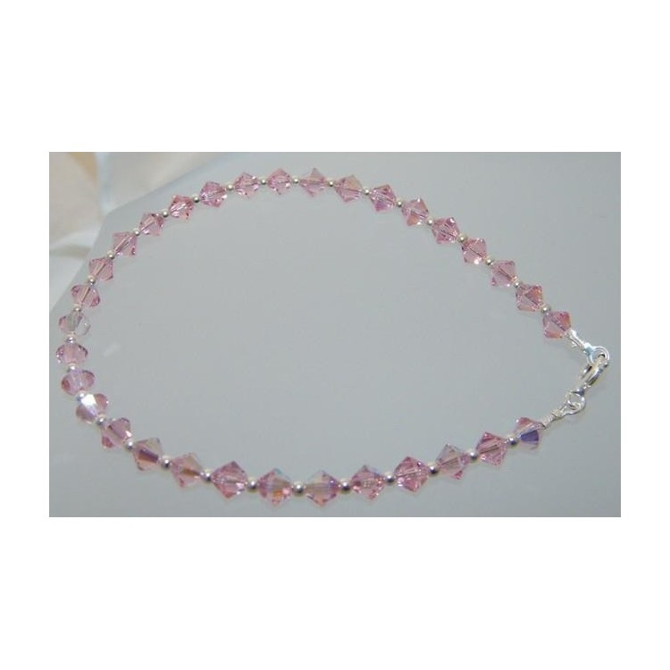 NSA|Bracciale Argento 925 Con Swarovski Bicono mis. 22 cm ROSA