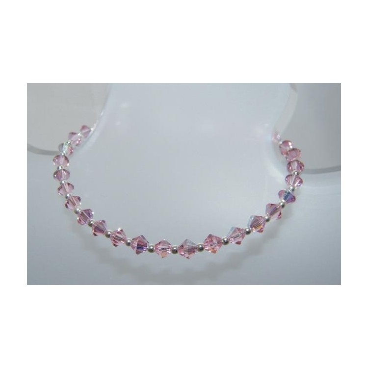 NSA|Bracciale Argento 925 Con Swarovski Bicono mis. 22 cm ROSA