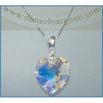 NSA|Collana in argento 925 con ciondolo Cuore colorato swarovski certificato