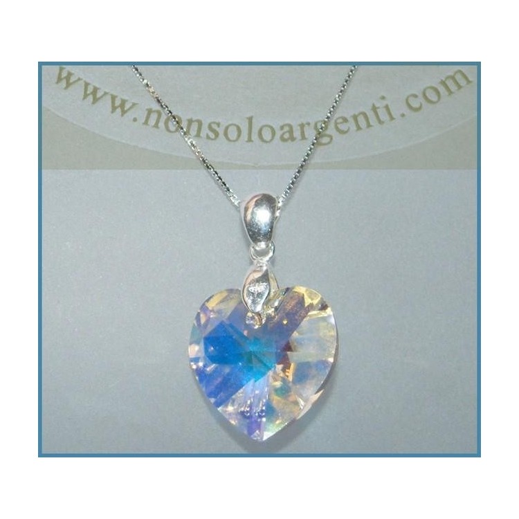 NSA|Collana in argento 925 con ciondolo Cuore colorato swarovski certificato