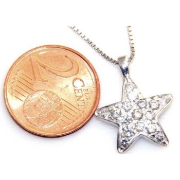 NSA|Argento 925 : Collana girocollo veneziana ciondolo stella 15 x 20 pavè di zirconi