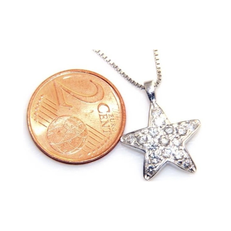 NSA|Argento 925 : Collana girocollo veneziana ciondolo stella 15 x 20 pavè di zirconi