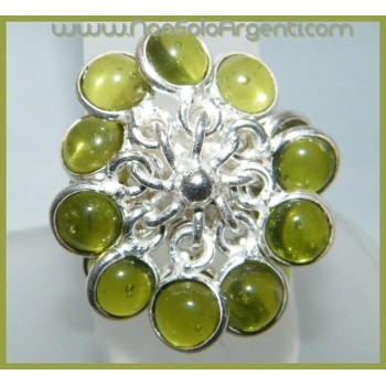 NSA|Argento 925 : Anello in argento 925 con Ciondoli gemme di Peridoto Olivina misura 16