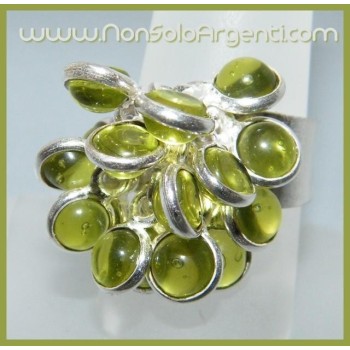 NSA|Argento 925 : Anello in argento 925 con Ciondoli gemme di Peridoto Olivina misura 16