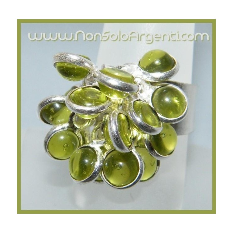 NSA|Argento 925 : Anello in argento 925 con Ciondoli gemme di Peridoto Olivina misura 16