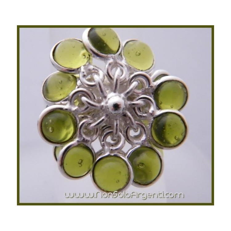 NSA|Argento 925 : Anello in argento 925 con Ciondoli gemme di Peridoto Olivina misura 16