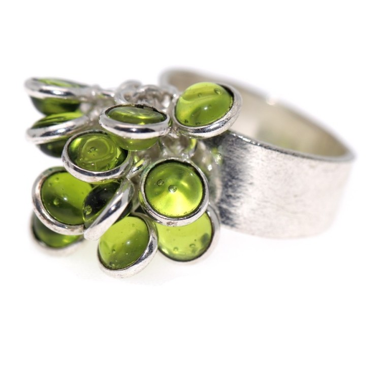 NSA|Anello in argento 925 con Ciondoli gemme di Peridoto Olivina misura 16