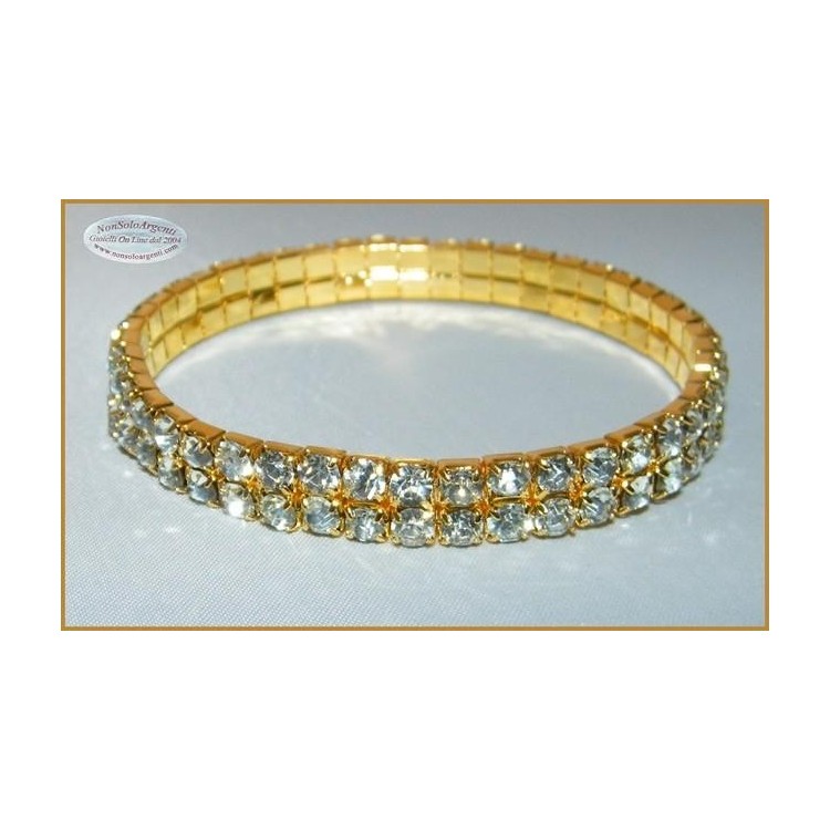 NSA|Bigiotteria : Braccialetto Tennis Argento o Oro con 2 file di strass
