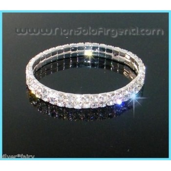 NSA|Bigiotteria : Braccialetto Tennis Argento o Oro con 2 file di strass