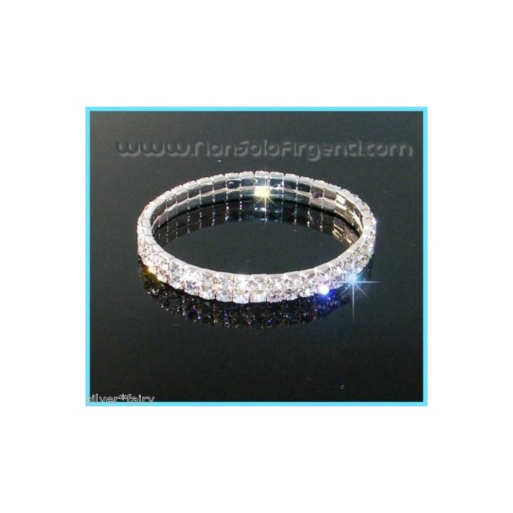 NSA|Bigiotteria : Braccialetto Tennis Argento o Oro con 2 file di strass