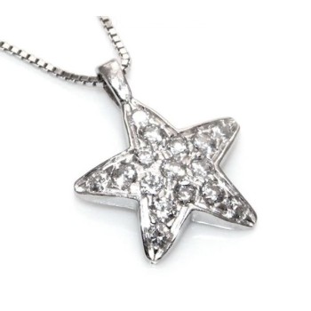 NSA|Argento 925 : Collana girocollo veneziana ciondolo stella 15 x 20 pavè di zirconi