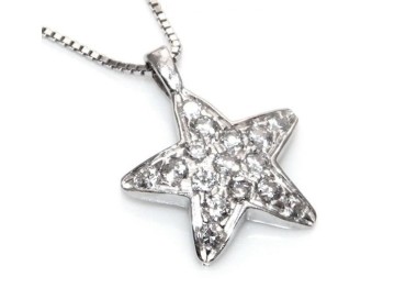 NSA|stamped 925: Necklace Venetian, with star pendant 15 x  20 pavé zirconia