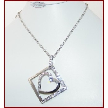 NSA|Collana Bigiotteria Ciondolo Cuore con Strass