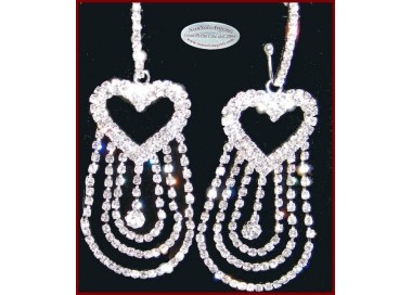 NSA|Bigiotteria : Orecchini colore Argento con ciondoli e cuori di Strass