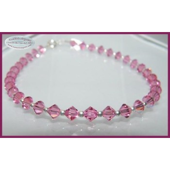 NSA|Bracciale Argento 925 Con Swarovski Bicono ROSE Rosa acceso mis. 21 cm ROSA