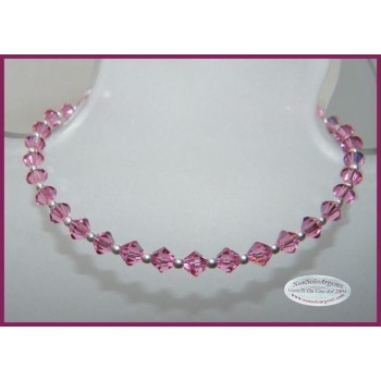 NSA|Bracciale Argento 925 Con Swarovski Bicono ROSE Rosa acceso mis. 21 cm ROSA