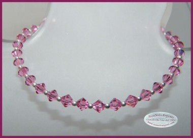 NSA|Bracciale Argento 925 Con Swarovski Bicono ROSE Rosa acceso mis. 21 cm ROSA