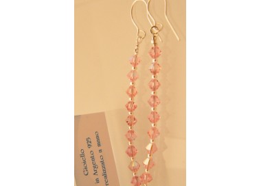 NSA|Orecchini Argento 925 Con una fila di Swarovski Bicono ROSA