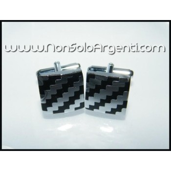 NSA|Bigiotteria : Gemelli Uomo Argentati Quadrati in cofanetto regalo