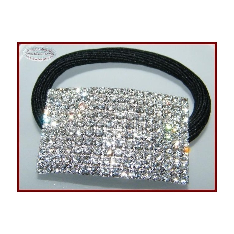 NSA|Bigiotteria : Fermaglio per coda argentato con pavè di strass