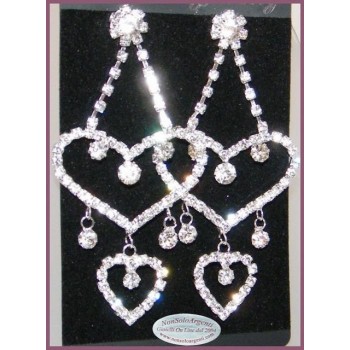 NSA|Bigiotteria : Orecchini colore Argento con ciondoli a cuore di Strass