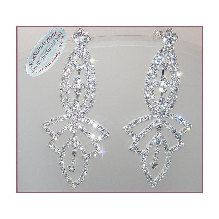 NSA|Bigiotteria : Orecchini colore Argento con ciondolo di Strass