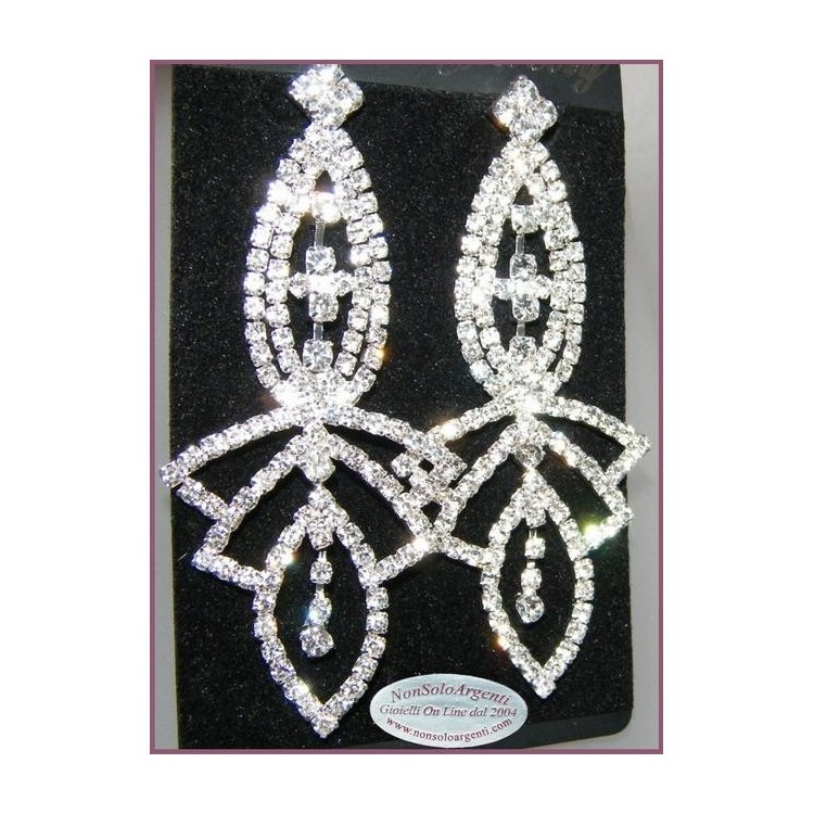 NSA|Bigiotteria : Orecchini colore Argento con ciondolo di Strass