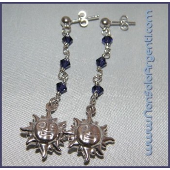 NSA|Argento 925 : Orecchini Con Ciondoli di Swarovski e Sole