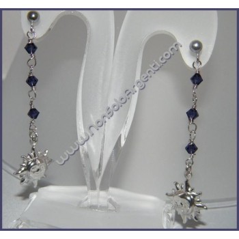 NSA|Argento 925 : Orecchini Con Ciondoli di Swarovski e Sole