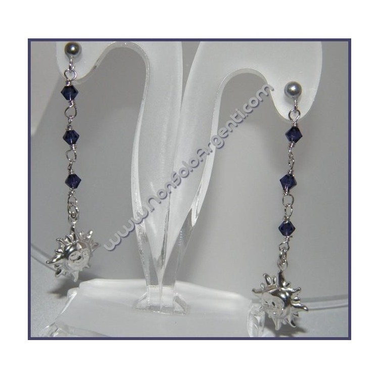 NSA|Argento 925 : Orecchini Con Ciondoli di Swarovski e Sole