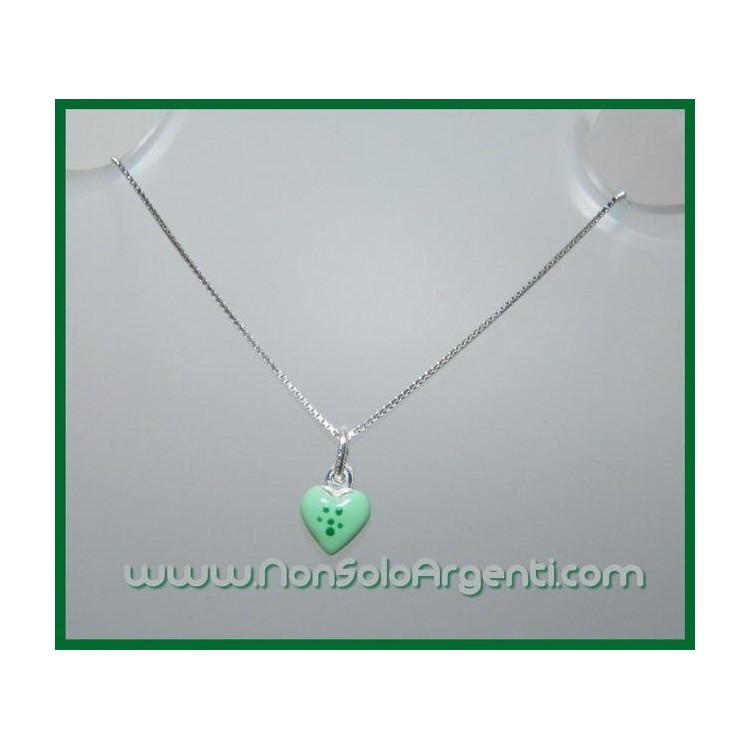 NSA|Girocollo veneziano in argento 925 con ciondolo Cuore smaltato a Pois vari colori
