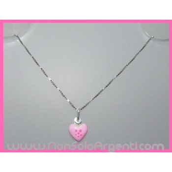NSA|Girocollo veneziano in argento 925 con ciondolo Cuore smaltato a Pois vari colori