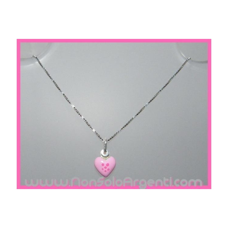 NSA|Girocollo veneziano in argento 925 con ciondolo Cuore smaltato a Pois vari colori