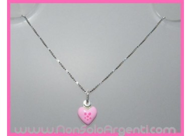 NSA|Girocollo veneziano in argento 925 con ciondolo Cuore smaltato a Pois vari colori