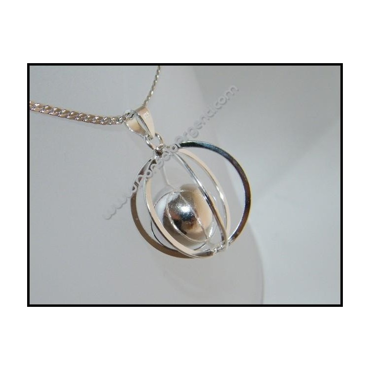 NSA|Ciondolo Argento 925 : Sfera Aperta Con Pallina interna