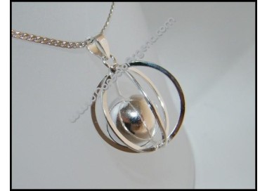 NSA|Ciondolo Argento 925 : Sfera Aperta Con Pallina interna