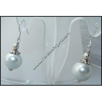 NSA|925 Silver: Earrings with Faux Resin Pearl Pendants