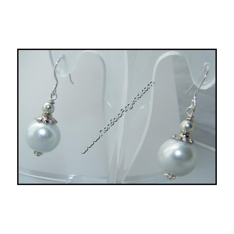 NSA|Argento 925 : Orecchini Con Ciondoli di faux Perla Bianca