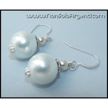 NSA|Argento 925 : Orecchini Con Ciondoli di faux Perla Bianca