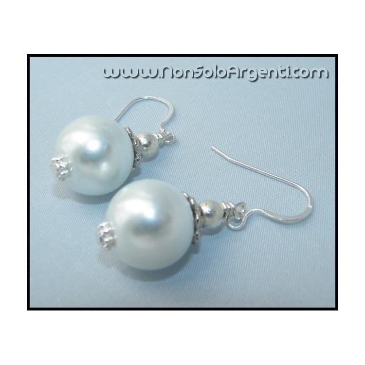 NSA|Argento 925 : Orecchini Con Ciondoli di faux Perla Bianca