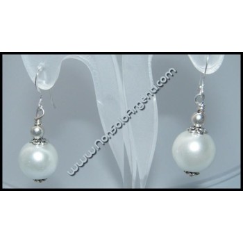 NSA|Argento 925 : Orecchini Con Ciondoli di faux Perla Bianca
