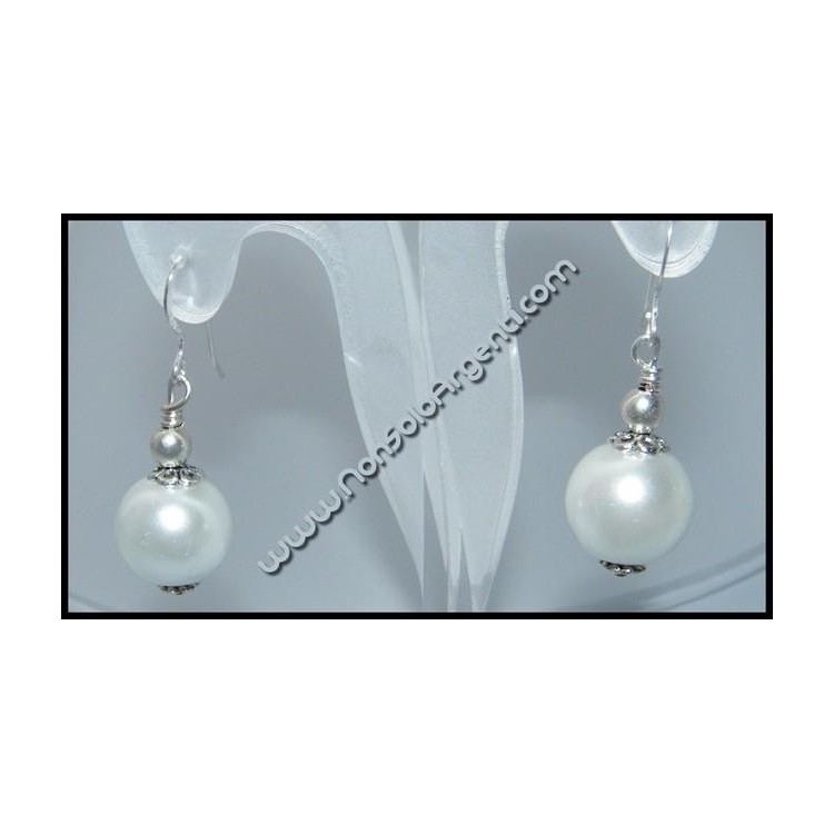 NSA|Argento 925 : Orecchini Con Ciondoli di faux Perla Bianca
