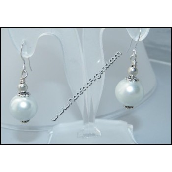 NSA|Argento 925 : Orecchini Con Ciondoli di faux Perla Bianca