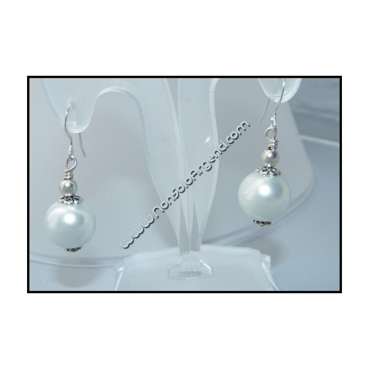 NSA|Argento 925 : Orecchini Con Ciondoli di faux Perla Bianca