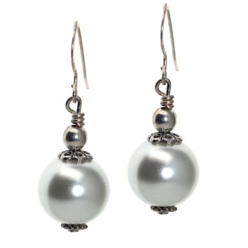 NSA|925 silver earrings with faux white pearl pendants for women