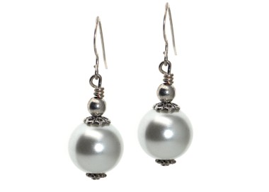 NSA|925 silver earrings with faux white pearl pendants for women