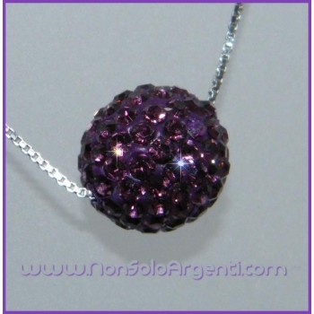NSA|Girocollo veneziano in argento 925 con SFERA passante di zirconi Viola in cofanetto