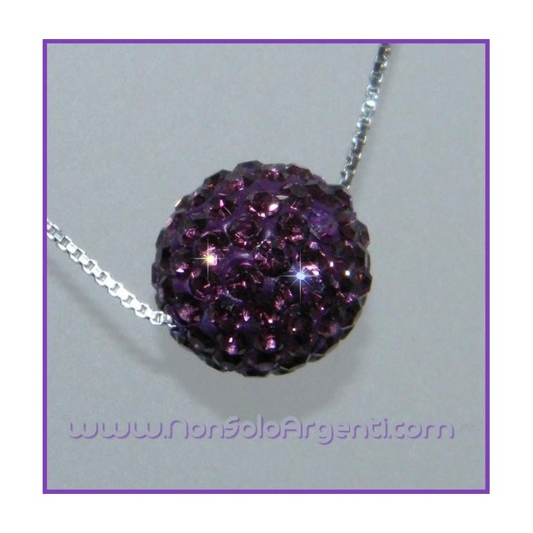 NSA|Girocollo veneziano in argento 925 con SFERA passante di zirconi Viola in cofanetto
